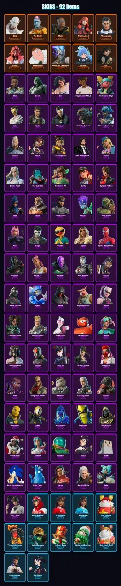 [PC/XBOX/PSN] | Snap | The Origin | Malik | The Imagined | The Ageless | 92 skin | 141 pickaxe | 79 emote | 98 glider | Lv1264 — Game account