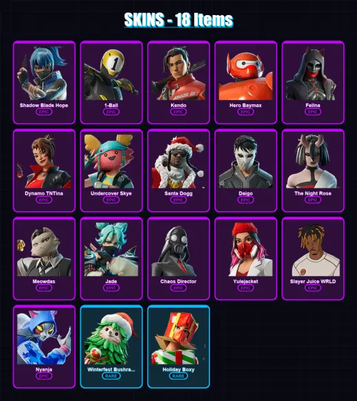 [PC/XBOX/PSN] | Shadow Blade Hope | 1-Ball | Kendo | Hero Baymax | Felina | 18 skin | 51 pickaxe | 30 emote | 37 glider | Lv806 — Game account