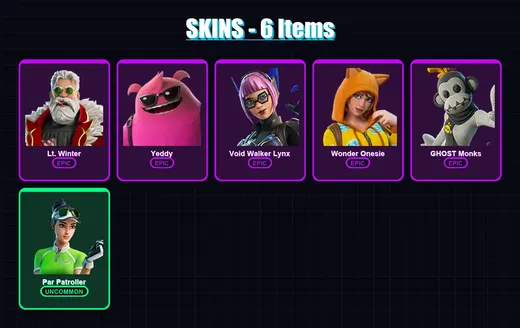 [PC/XBOX/PSN] | Lt. Winter | Yeddy | Void Walker Lynx | Wonder Onesie | GHOST Monks | 6 skin | 29 pickaxe | 16 emote | 22 glider | Lv324 — Game account
