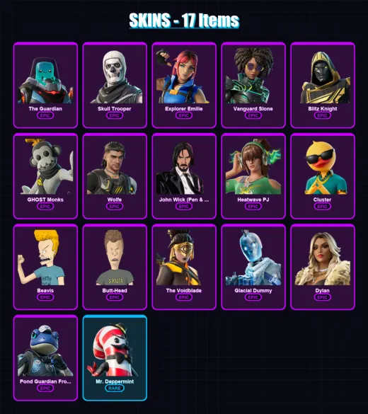 [PS4/PS5/XBOX/PC] | The Guardian | Skull Trooper | Explorer Emilie | 17 skin | Lv527