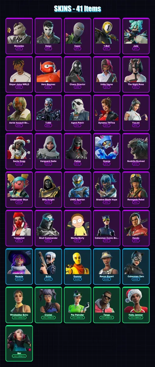 [PC/PSN] | Meowdas | Daigo | Caper | 1-Ball | Jade | 41 skin | 87 pickaxe | 40 emote | 47 glider | Lv1602