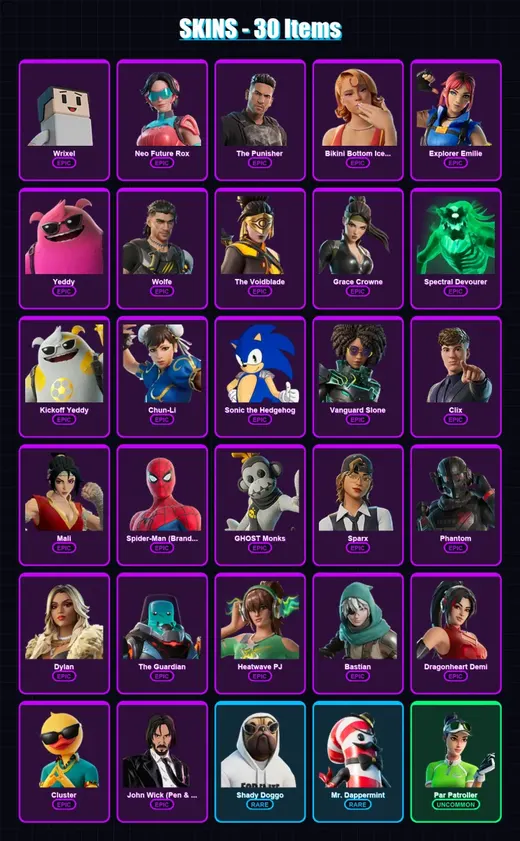 [SWITCH/XBOX/PSN/PC] | Wrixel | Neo Future Rox | The Punisher | 30 skin | Lv446 — Game account