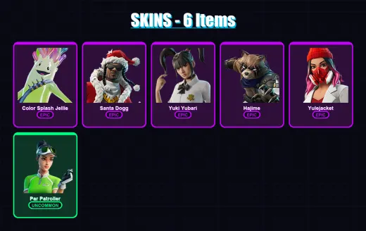 [PS4/PS5/XBOX/PC] | Color Splash Jellie | Santa Dogg | Yuki Yubari | Hajime | Yulejacket | 6 skin | 54 pickaxe | 23 emote | 32 glider | Lv452