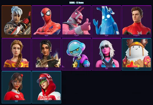 [PC/XBOX/PSN] | Ronin | Spider-Man | Lt. John Llama | Polar Peely | Spider-Man (No Way Home) | 12 skin | 26 pickaxe | 26 emote | 25 glider | Lv566
