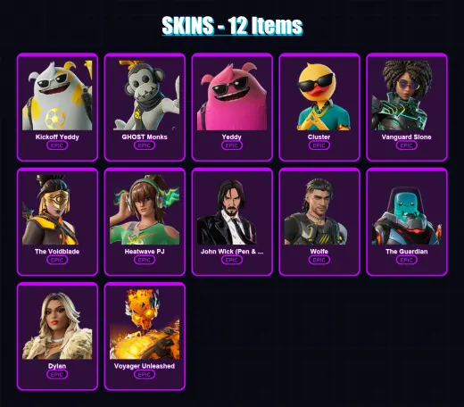 [PC/XBOX/PSN] | Kickoff Yeddy | GHOST Monks | Yeddy | Cluster | Vanguard Slone | 12 skin | 23 pickaxe | 18 emote | 26 glider | Lv618