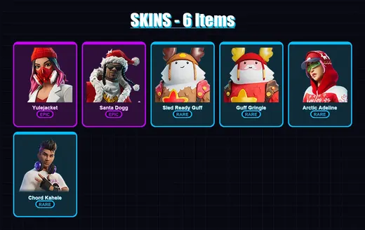 [PC/XBOX/PSN] | Yulejacket | Santa Dogg | Sled Ready Guff | Guff Gringle | Arctic Adeline | 6 skin | 18 pickaxe | 8 emote | 14 glider | Lv232