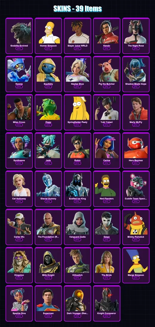 [PS4/PS5/XBOX/PC] | Godzilla Evolved | Homer Simpson | Slayer Juice WRLD | 39 skin | Lv686