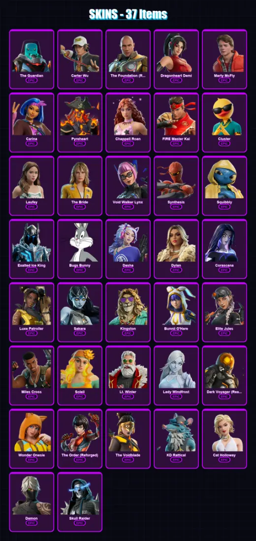 [PC/XBOX/PSN] | The Guardian | Carter Wu | The Foundation (Reforged) | 37 skin | Lv333