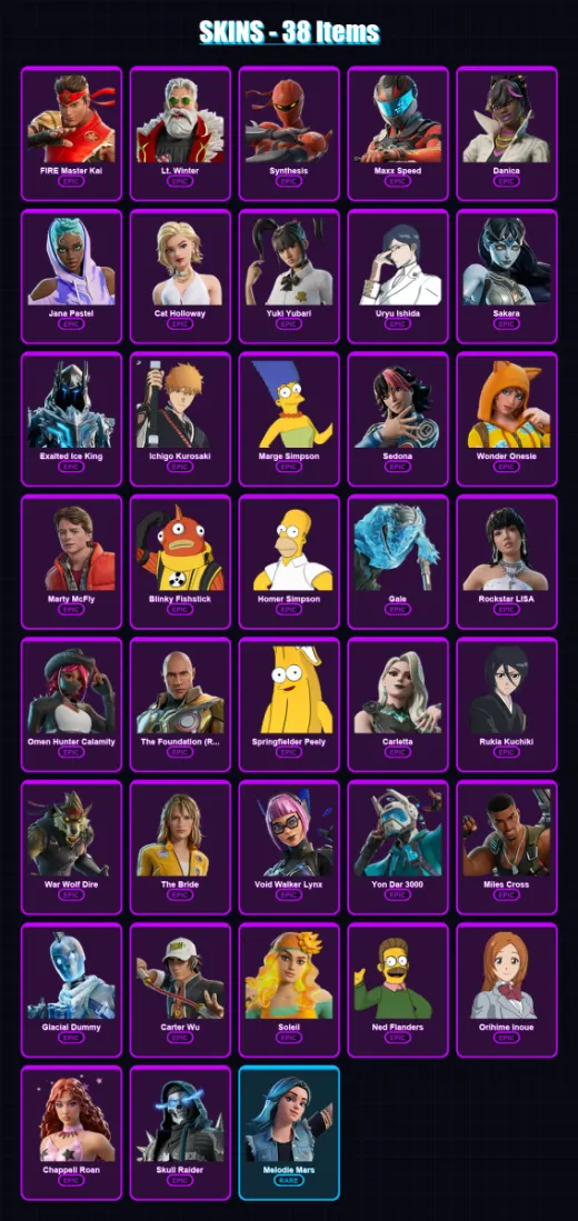[PC/XBOX/PSN] | FIRE Master Kai | Lt. Winter | Synthesis | Maxx Speed | Danica | 38 skin | 44 pickaxe | 27 emote | 22 glider | Lv142