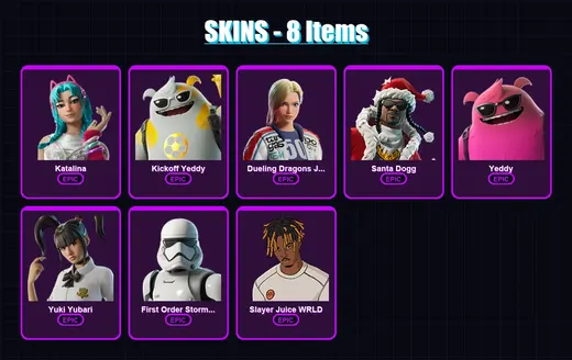 [PC/PSN] | Katalina | Kickoff Yeddy | Dueling Dragons Jackie | Santa Dogg | Yeddy | 8 skin | 31 pickaxe | 13 emote | 17 glider | Lv146