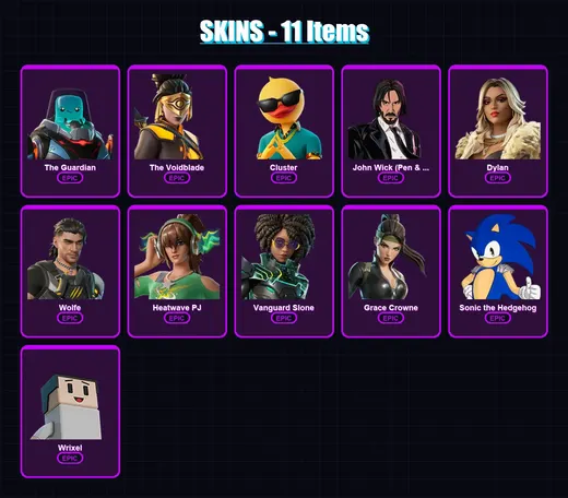 [PC/XBOX/PSN] | The Guardian | The Voidblade | Cluster | John Wick (Pen & Ink) | Dylan | 11 skin | 20 pickaxe | 11 emote | 14 glider | Lv151 — Game account