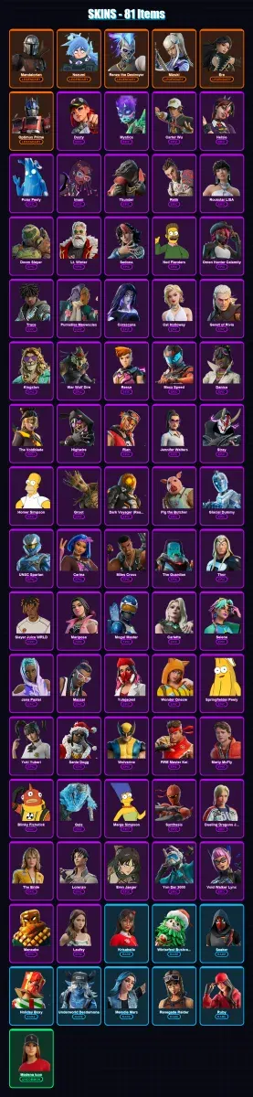 [PC/PSN] | Mandalorian | Nezumi | Renzo the Destroyer | Mizuki | Era | 81 skin | 124 pickaxe | 78 emote | 93 glider | Lv1190