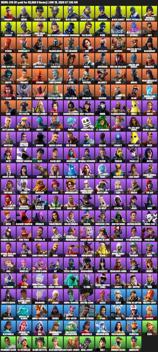 [Full Access] 219 Skins Super Grail OG Account | Black Knight | The Reaper | Sparkle Specialist | Mako Glider | Floss & Take The L |