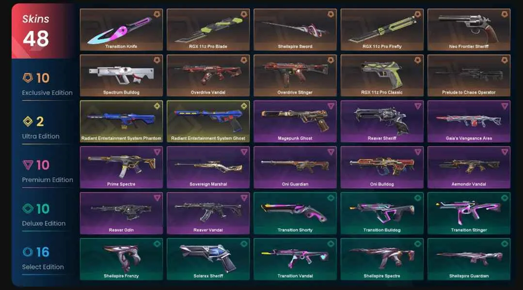 EU | 48 Skins | RGX 11z Pro Blade, Firefly & Neo Frontier Sheriff + More | Email Changeable