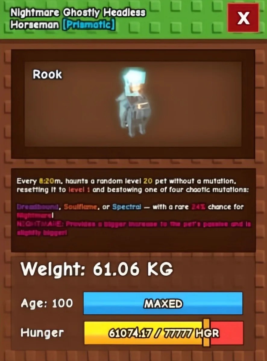 Ghostly Headless Horseman Max Age Kg 60 FREE MIMIC 15S