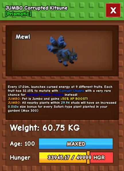 HUGE JUMBO CORRUPTED KITSUNE 60KG - 61KG — Account account