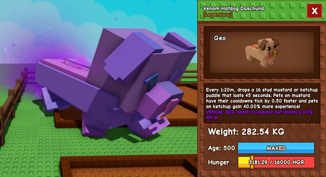 284.89kg+ Venom Hotdog Daschund