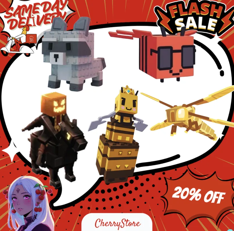 Disco Bee+ Raccoon+ Dragonfly+ Headless Horseman+ Queen Bee Exclusive Grow a Garden Pet Pack (Fast Delivery in 2 5 minutes) BUY NOW!