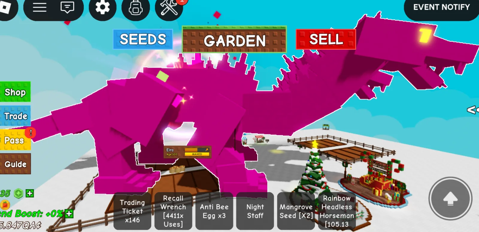 Titanic Nightmare Rainbow Hatched Hydra 60kg New Titan Pet Double Mutation