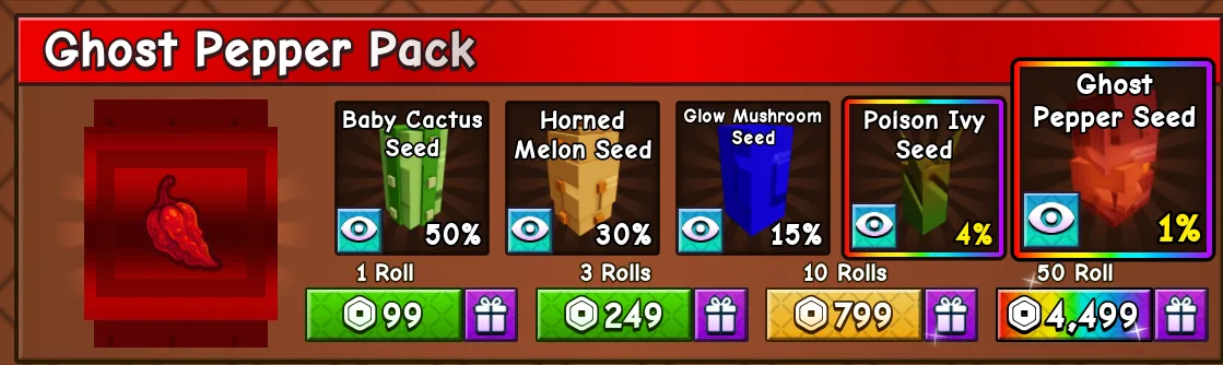 Ghost Pepper Pack 1 Roll (99 RR) — Account account
