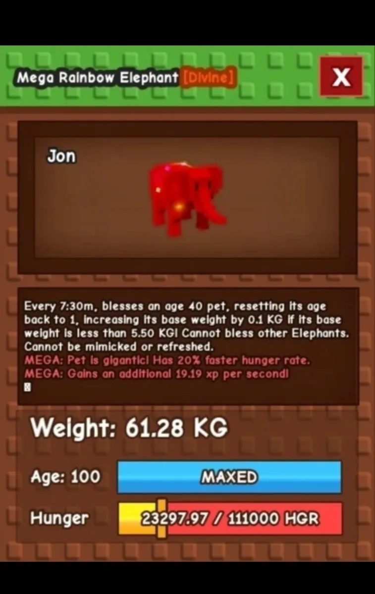 Rainbow Hatched Elephant / Grow A Garden 61.28kg. — Account account