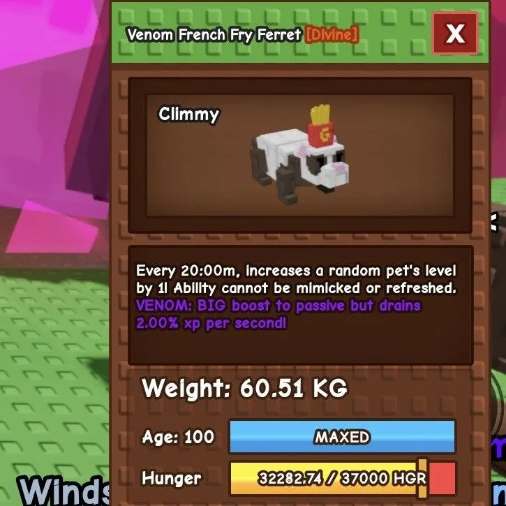 Huge Nightmare French Fry Ferret 60KG Max Age (100) Instant Delivery — Account account