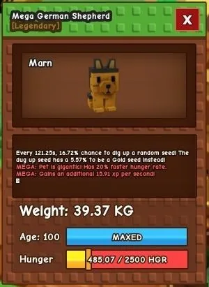 READY GERMAN SHEPERD ( DLC PETS) ( RANDOM KG) Grow A Garden
