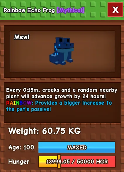 60KG - 61KG RAINBOW ECHO FROG — Account account