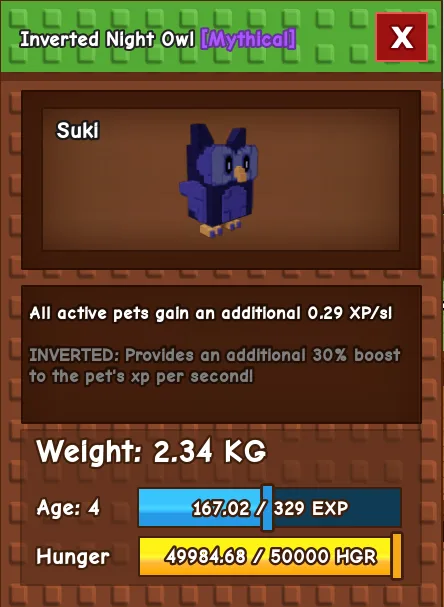 Inverted Night Owl MYTHICAL Age 4 2.34KG