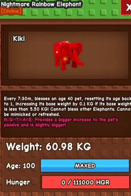Nightmare Rainbow Elephant 60.98kg