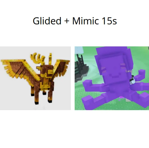 1 Glided Choc Peryton + 6 Huge Mimic 69 KG 15s Combo Leveling EXP Grow a Garden — Account account