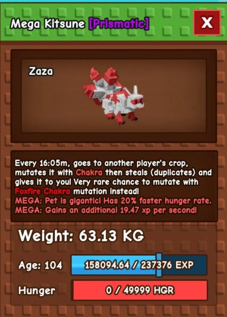 THE CHEAPEST - HUGE MEGA KITSUNE 63.13KG LVL 104 SAFE AND FAST DELIVERY