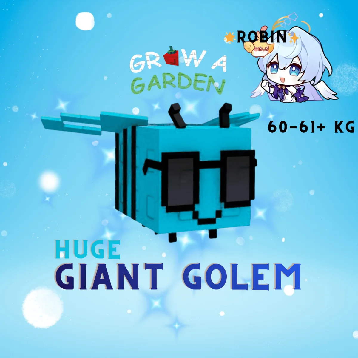 Giant Golem HUGE Disco Bee - 15s CD - Max Age 100 - New Legendary Super Rare Cool Mutation - GiantGolem- Grow a Garden — Account account