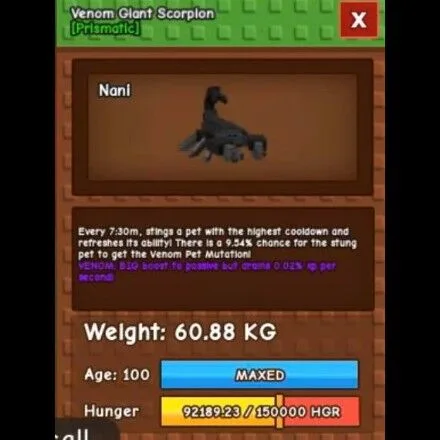 VENOM GIANT SCORPION 60kg+ REAL STOCK FAST TRADE HUGE TITANIC TITAN — Account account