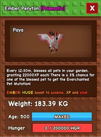 HUGE Ember Peryton 180+Kg Max Level