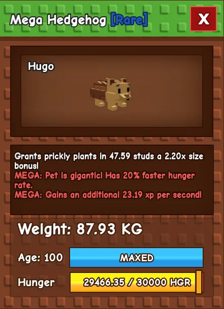 GODLY TITANIC COLOSSAL MEGA HEDGEHOG 87.93 KG Age 100 MAX — Account account
