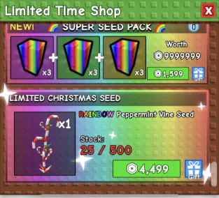 RAINBOW PEPPERMINT VINE SEED (Via Gifting In Game) Limited to 500 in world