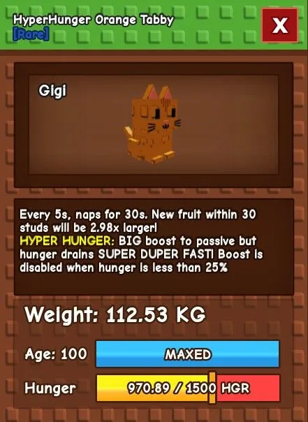 HYPERHUNGER ORANGE TABBY 112.53 KG INSTANT DELIVERY GAG HUGE ORANGE TABBY — Account account