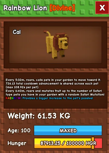 60KG - 61KG RAINBOW LION — Account account