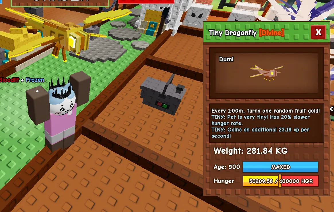 280KG+ Tiny Dragonfly Divine // super handsome // Age 500 MAXED // Gold Fruit Every 1 Min // Flying Flex Pet
