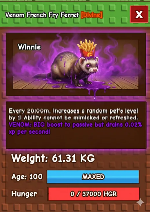 60kg Huge Venom French Fry Ferret super handsome