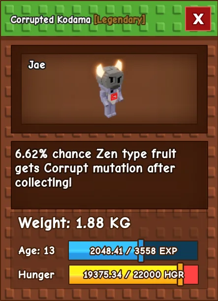 Corrupted Kodama LEGENDARY Age 13 1.88KG