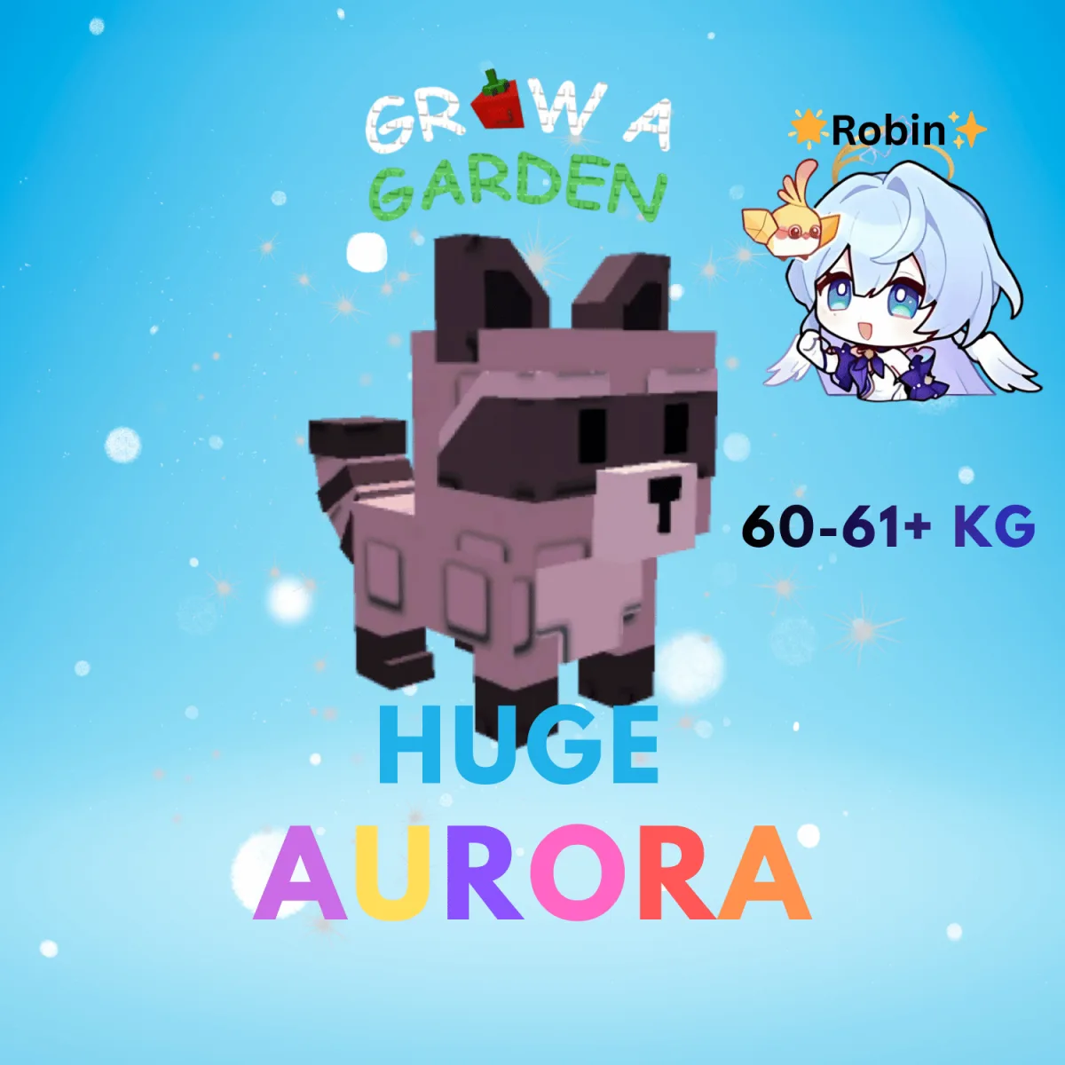 HUGE Aurora Raccoon - 60-61+KG - Cool Aurora New Mutation - Grow a Garden — Account account