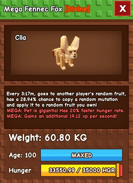 60KG - 61KG MEGA FENNEC FOX — Account account