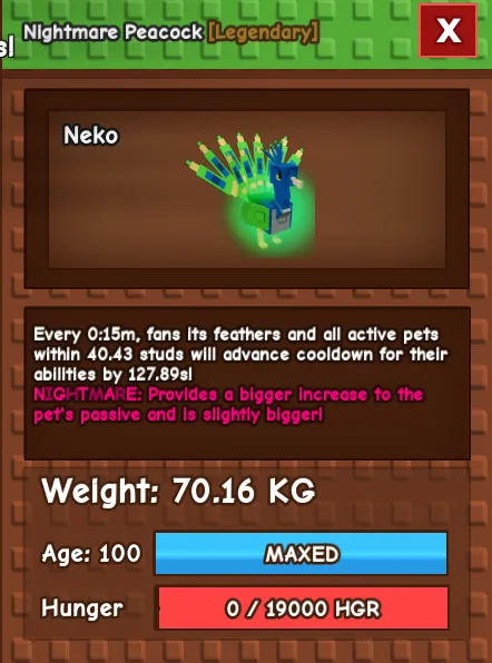 TITAN NIGHTMARE PEACOCK 70kg 15s CD with Toy (50s No toy) INSTANT DELIVERYa