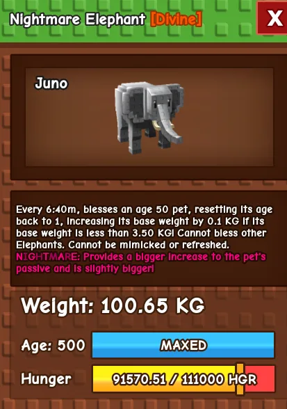 Nightmare Elephant 100 KG Age 500 titanic elephant 100 kg huge elephant 100kg nightmare mutation elephant