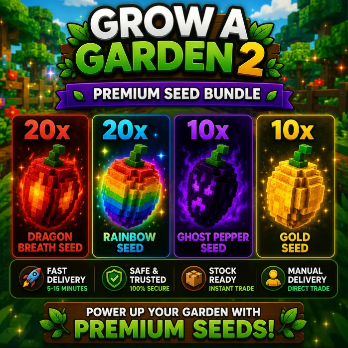 20x Dragon Breath + 20x Rainbow + 10x Ghost Pepper + 10x Gold Seed Grow a Garden 2 Premium Seed Bundle