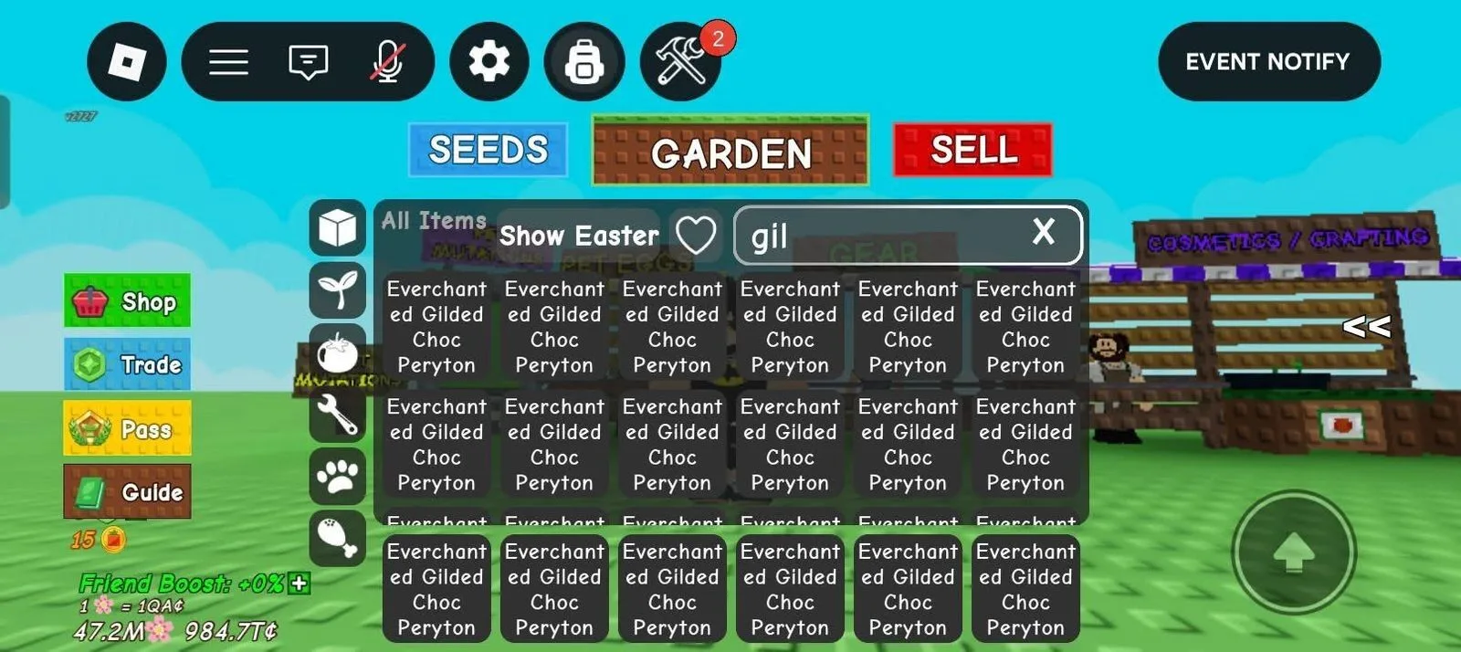 Huge Gilded Choc Peryton 60KG+ (Prismatic) Op Pet - Chance Get Mutation