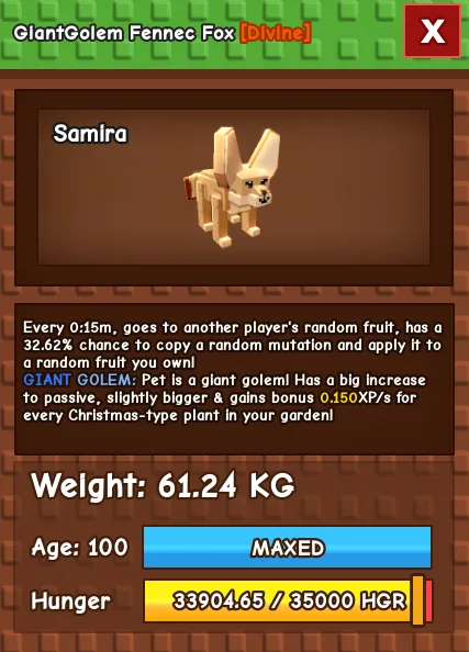 60KG - 61KG GIANTGOLEM FENNEC FOX — Account account