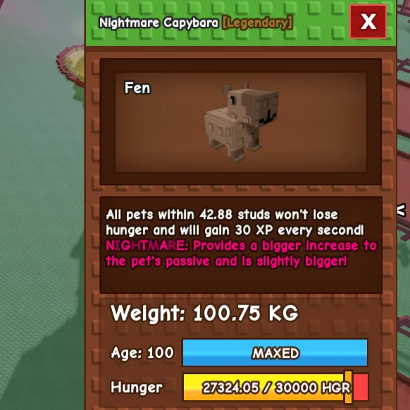 GODLY Nightmare Capybara 100++ KG Age: 100 (Maxed) INSTANT DELIVERY — Account account